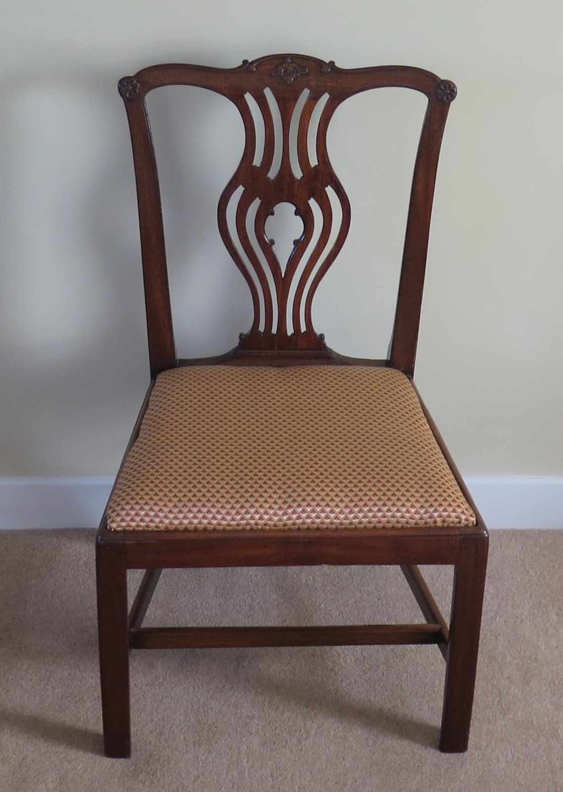 George 111 Mahogany Chippendale Dining Chair Reupholstered, Circa 1760 photo for sale