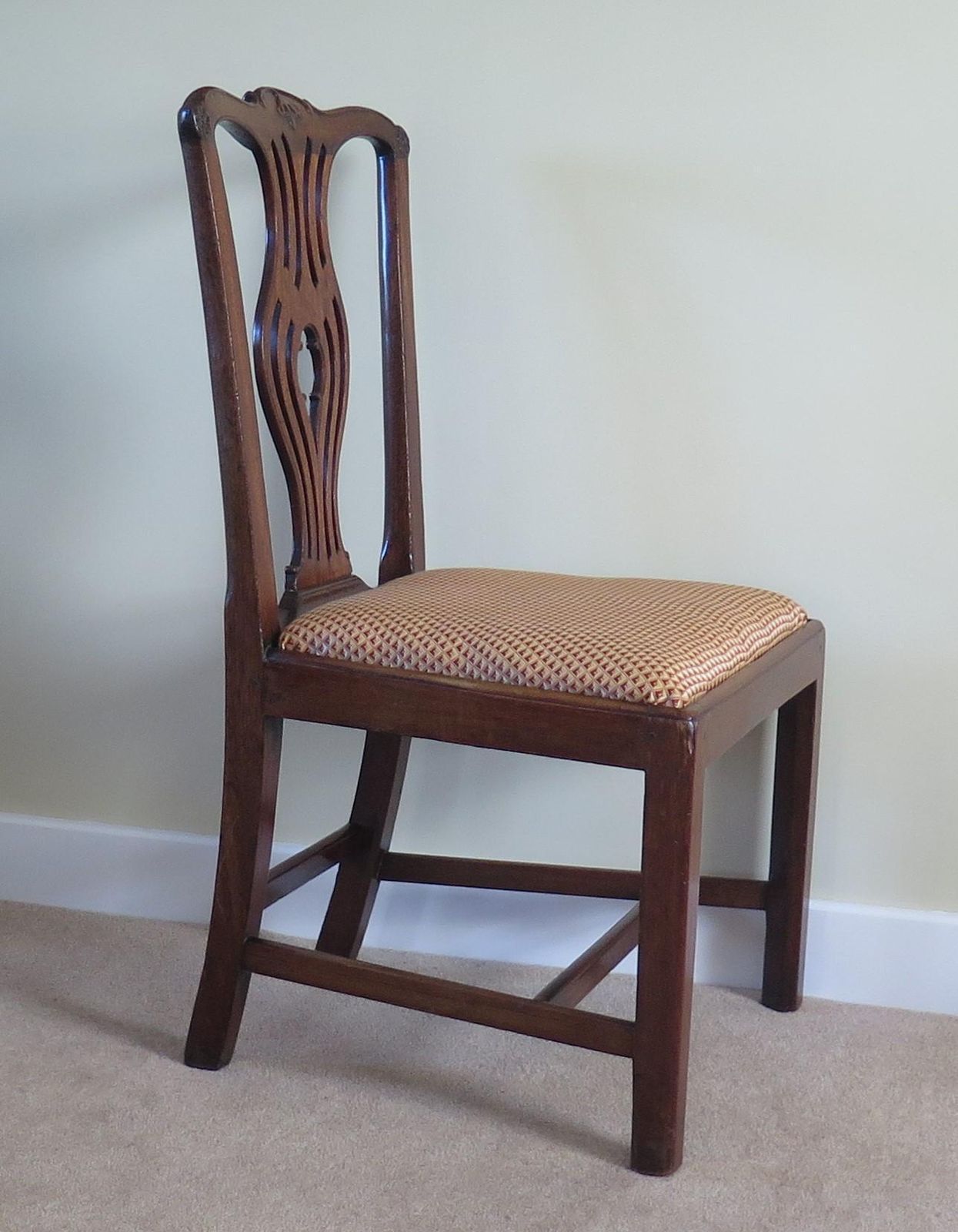 photo for sale George 111 Mahogany Chippendale Dining Chair Reupholstered, Circa 1760