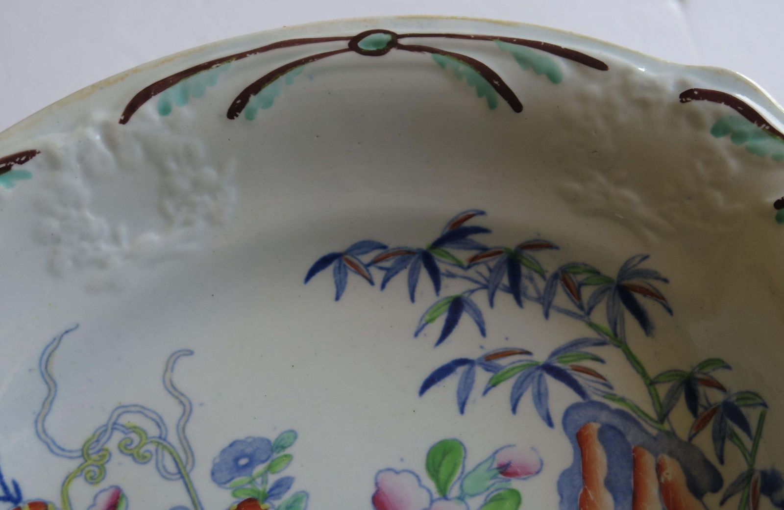 photo for sale Georgian Dish By Stephen Folch Bamboo & Basket Pattern Royal Arms Mark, Ca 1825