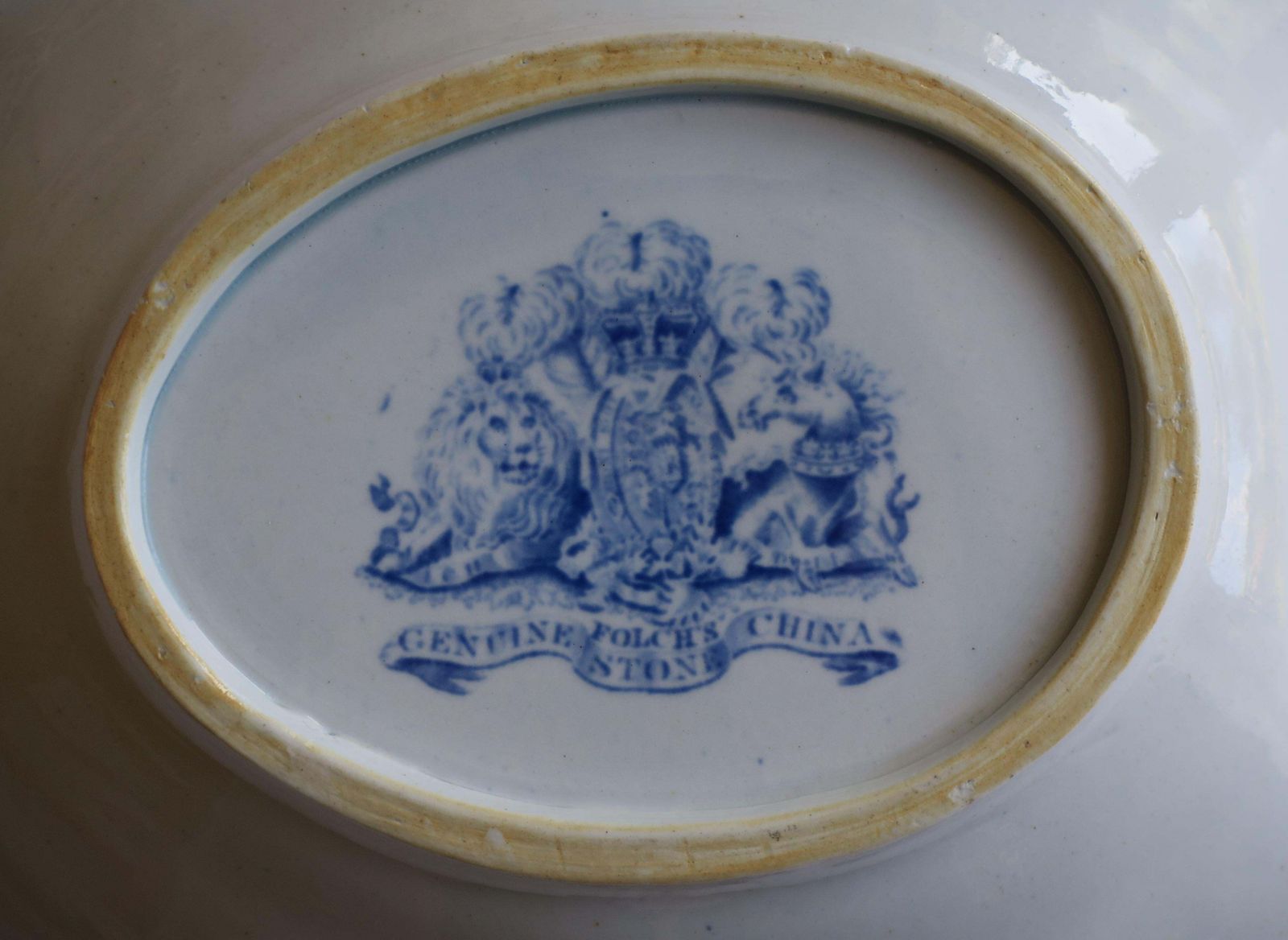 photo vintage Georgian Dish By Stephen Folch Bamboo & Basket Pattern Royal Arms Mark, Ca 1825