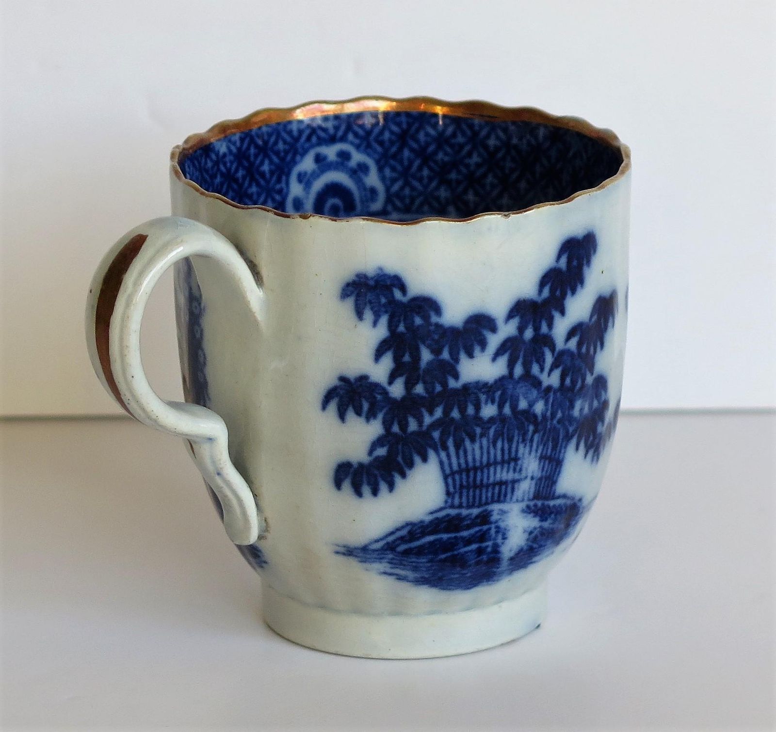 Early Coffee Cup Blue And White Boy On A Buffalo Ptn Probably Spode, Circa 1790 photo vinterior