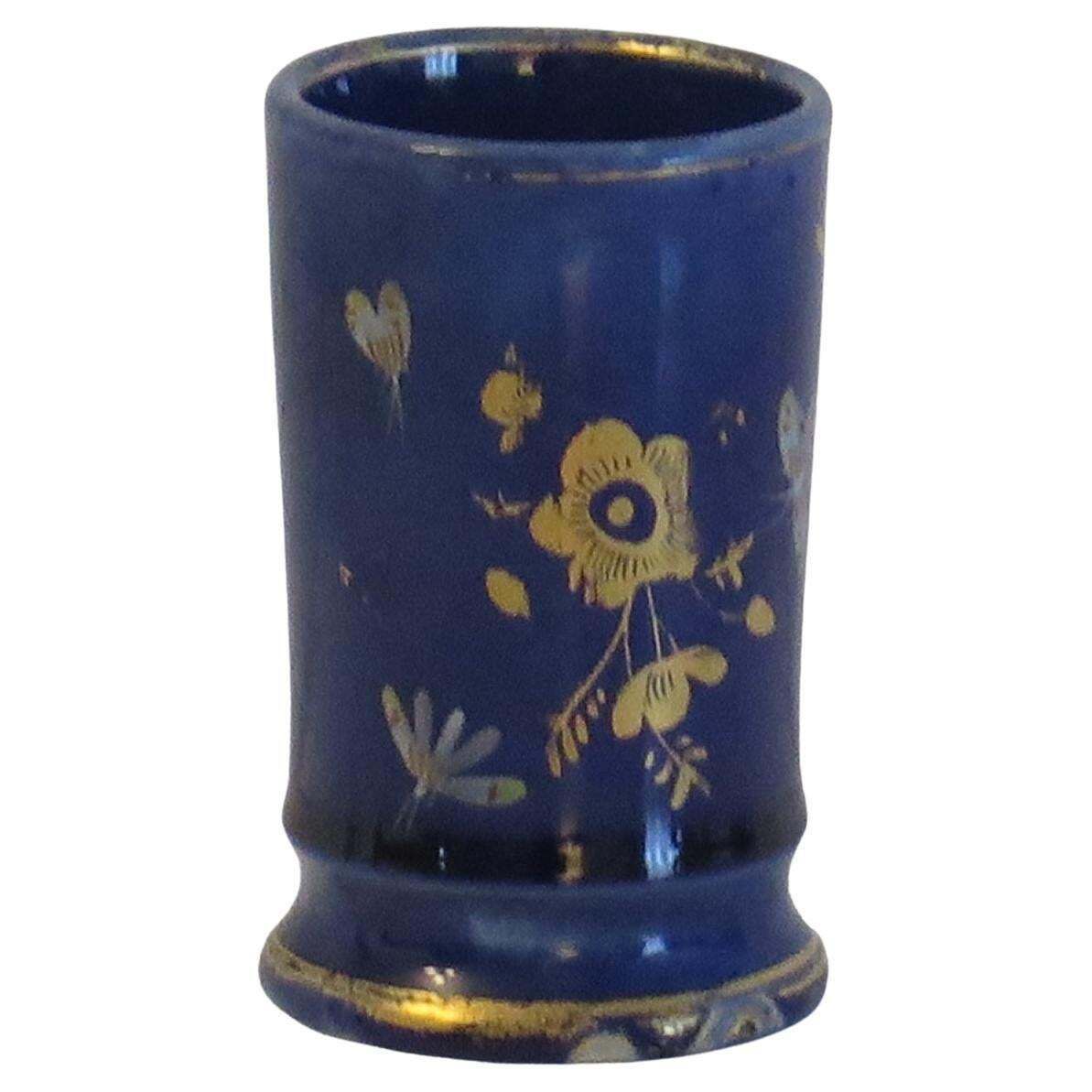 Rare Georgian Masons Ironstone Spill Vase In Mazarine Butterflies Ptn, Ca 1818