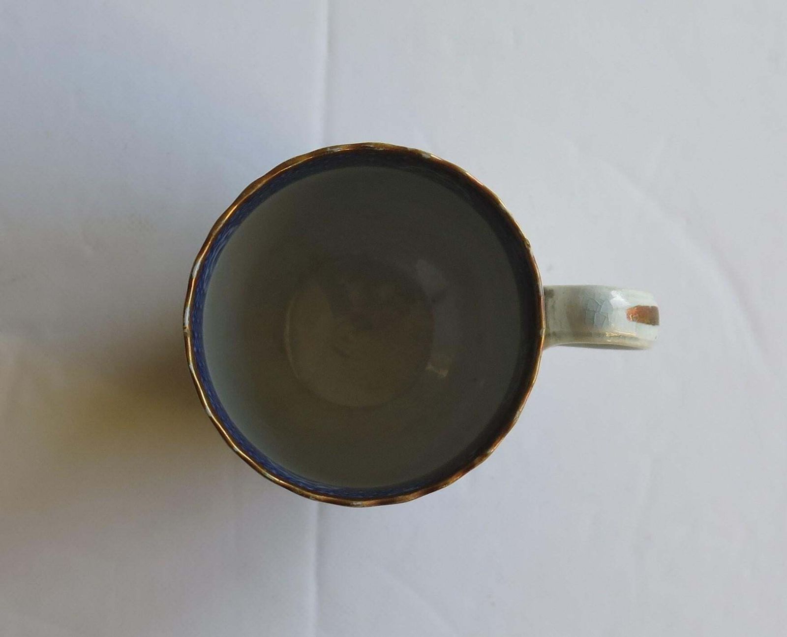 photo vinterior Early Coffee Cup Blue And White Boy On A Buffalo Ptn Probably Spode, Circa 1790