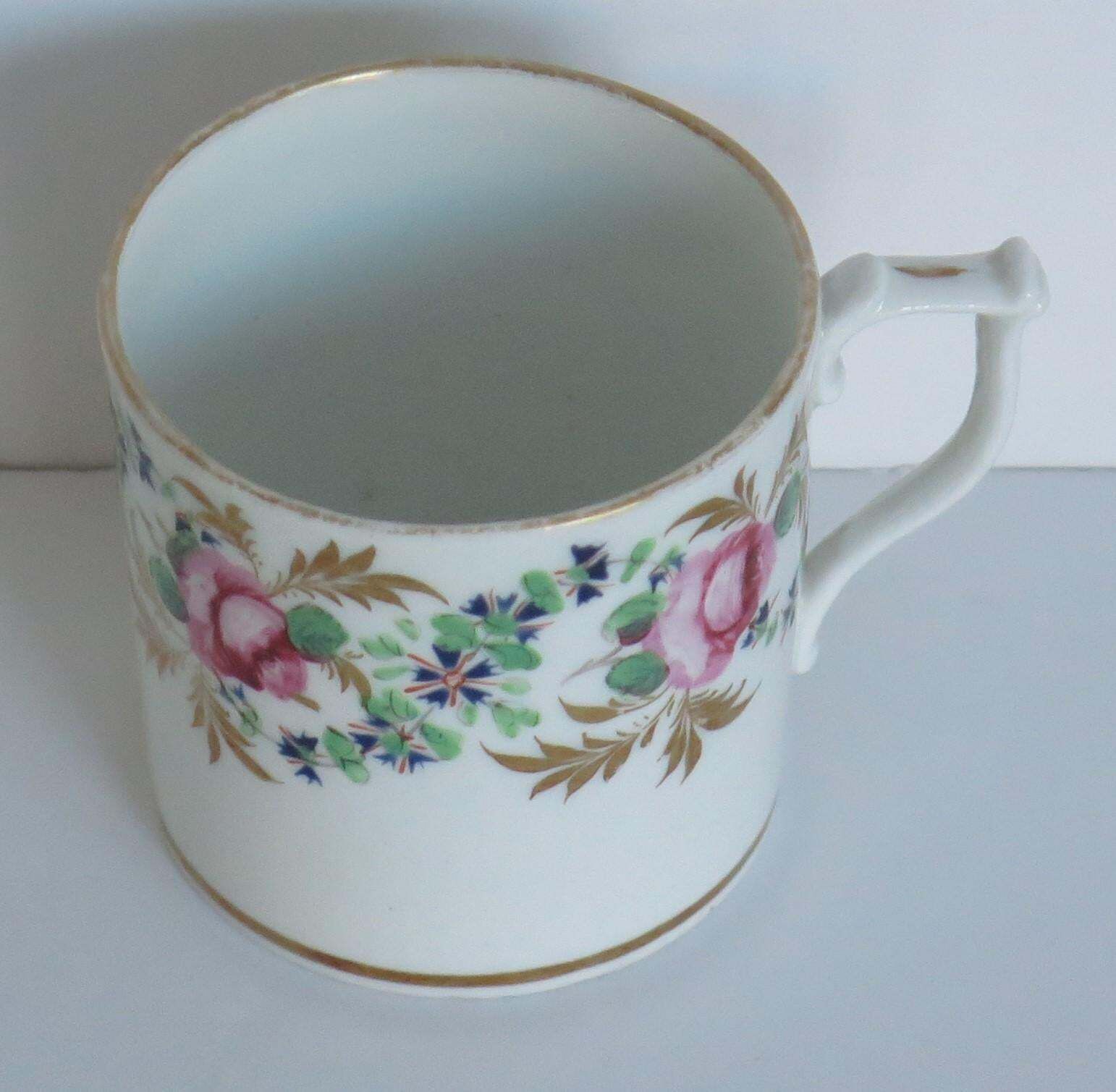 Georgian Derby Coffee Can Hand Painted Roses By John Stanesby, Ca. 1810 photo Home Decor