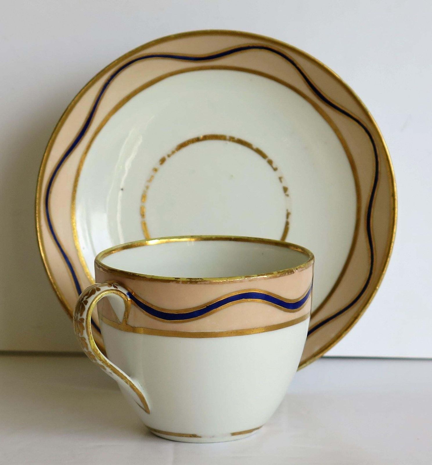 Early Derby Porcelain Cup & Saucer Rare Pattern 128 Puce Crown Marks, Circa 1795 photo vintage