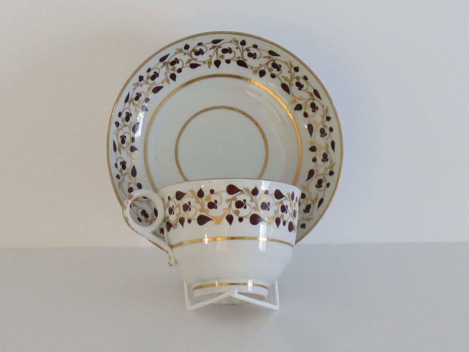Worcester Barr Flight & Barr Period Porcelain Tea Cup & Saucer Duo, Circa 1810 photo vinterior