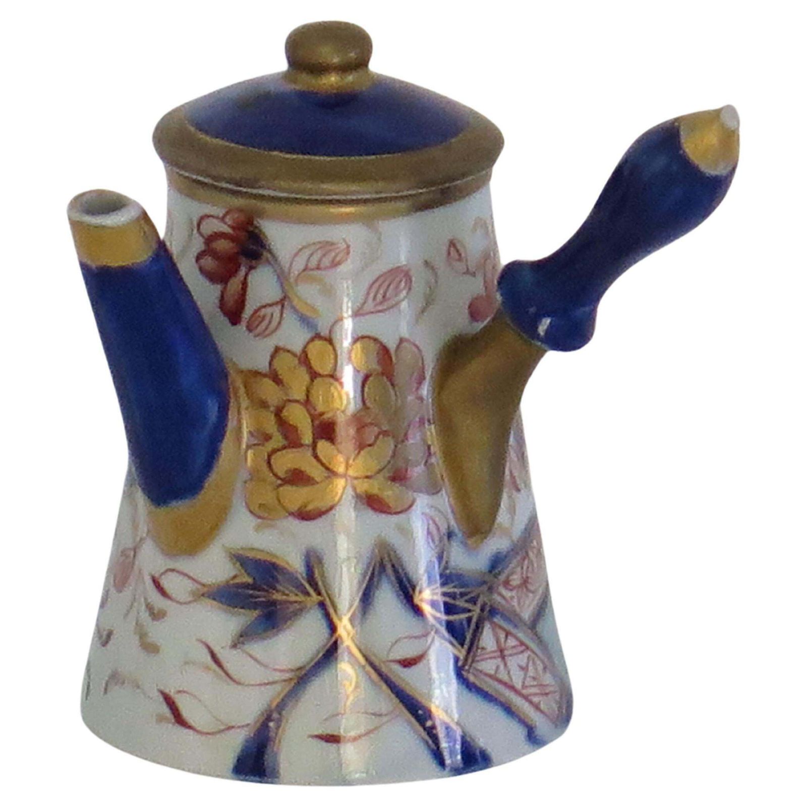 Very Rare Masons Ironstone Miniature Coffee Pot In Gold Rose Japan Ptn, Ca 1820 photo furniture