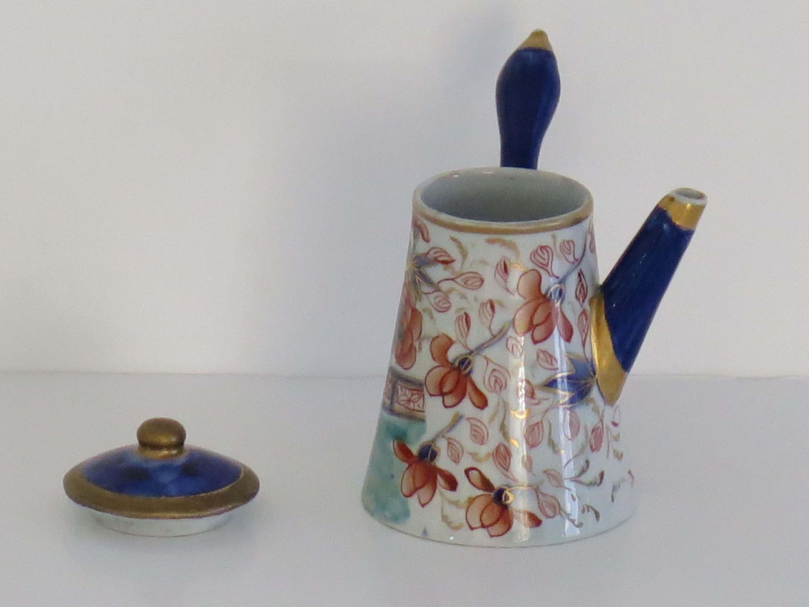 Very Rare Masons Ironstone Miniature Coffee Pot In Gold Rose Japan Ptn, Ca 1820 photo Home Decor