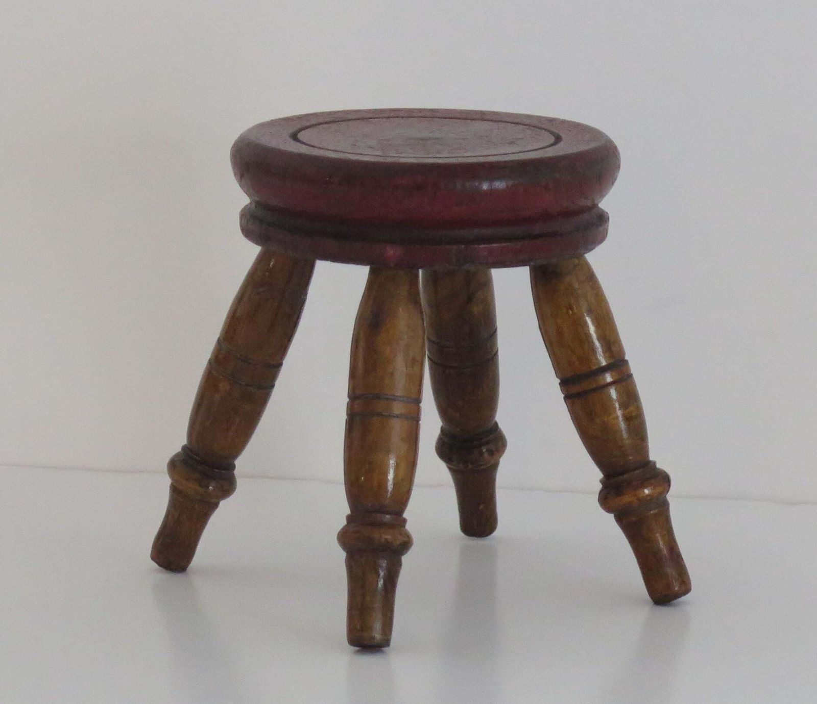 Rare Small Candle Stand Or Stool Hand Turned Wood, English Victorian Circa 1850 photo for sale
