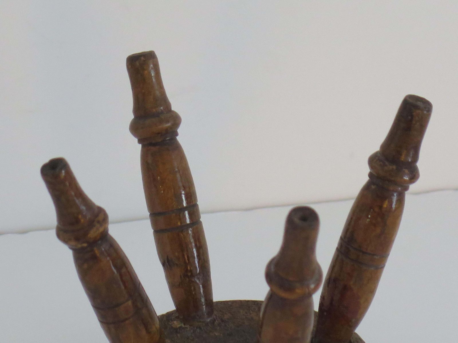 photo furniture Rare Small Candle Stand Or Stool Hand Turned Wood, English Victorian Circa 1850