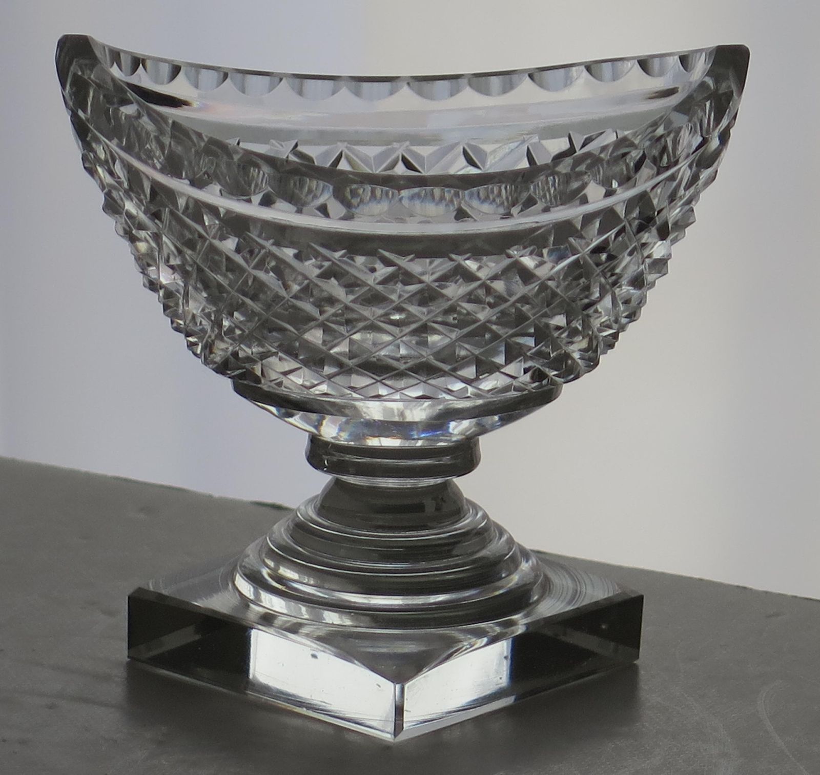 photo furniture Irish 18th Century Georgian Cut Glass Salt With Stepped Foot, Ca 1790