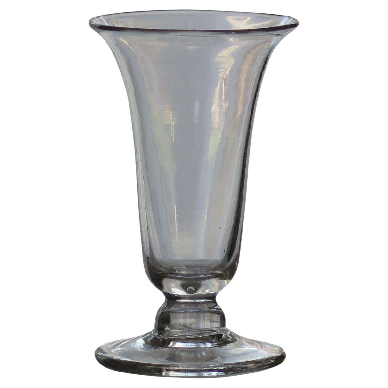 18th C Georgian Jelly Glass With Bell Bowl Cushion Knop Hand Blown, Ca 1780