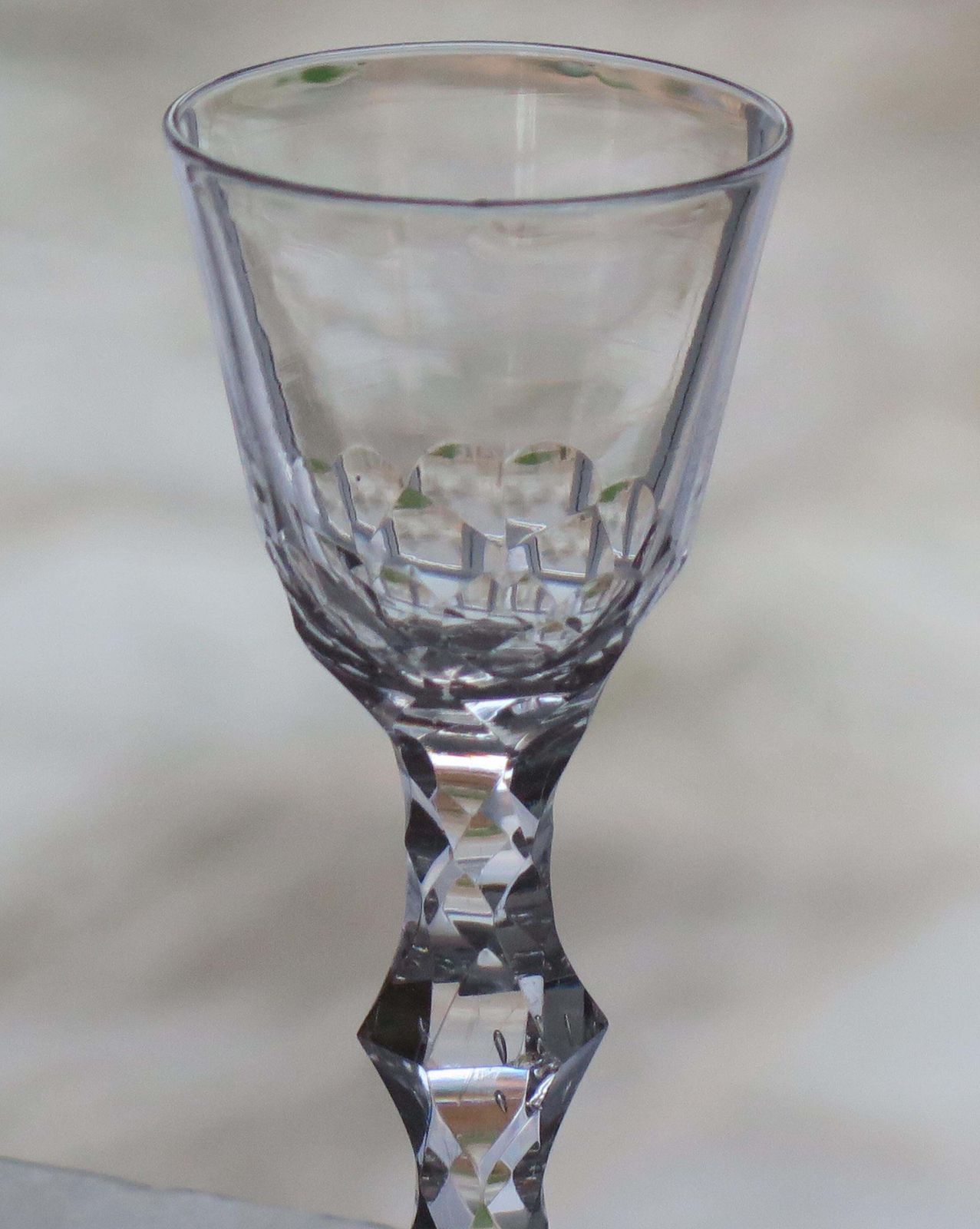 18th C Georgian Wine Drinking Glass Facet Cut Stem Hand Blown, Ca 1785 photo Home Decor