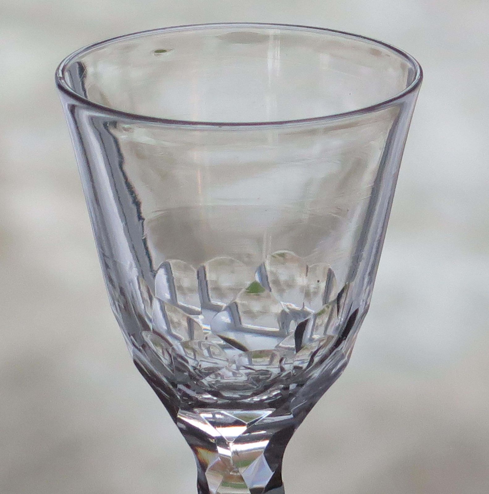 18th C Georgian Wine Drinking Glass Facet Cut Stem Hand Blown, Ca 1785 photo vinterior
