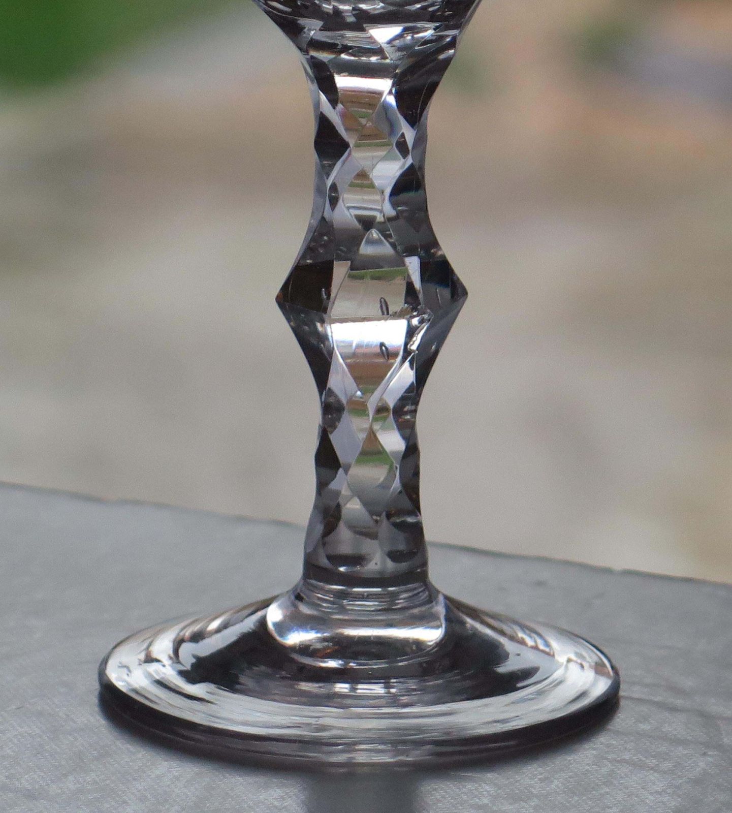18th C Georgian Wine Drinking Glass Facet Cut Stem Hand Blown, Ca 1785 photo buy