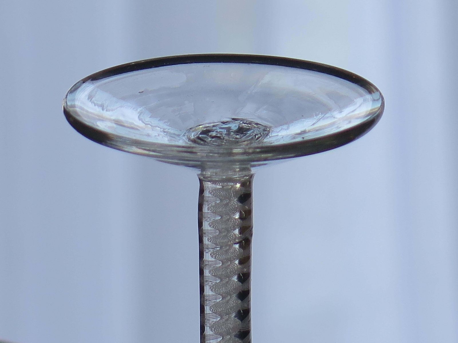 photo for sale Mid 18th Century Wine Glass Hand Blown Cotton Twist Stem, English C 1765