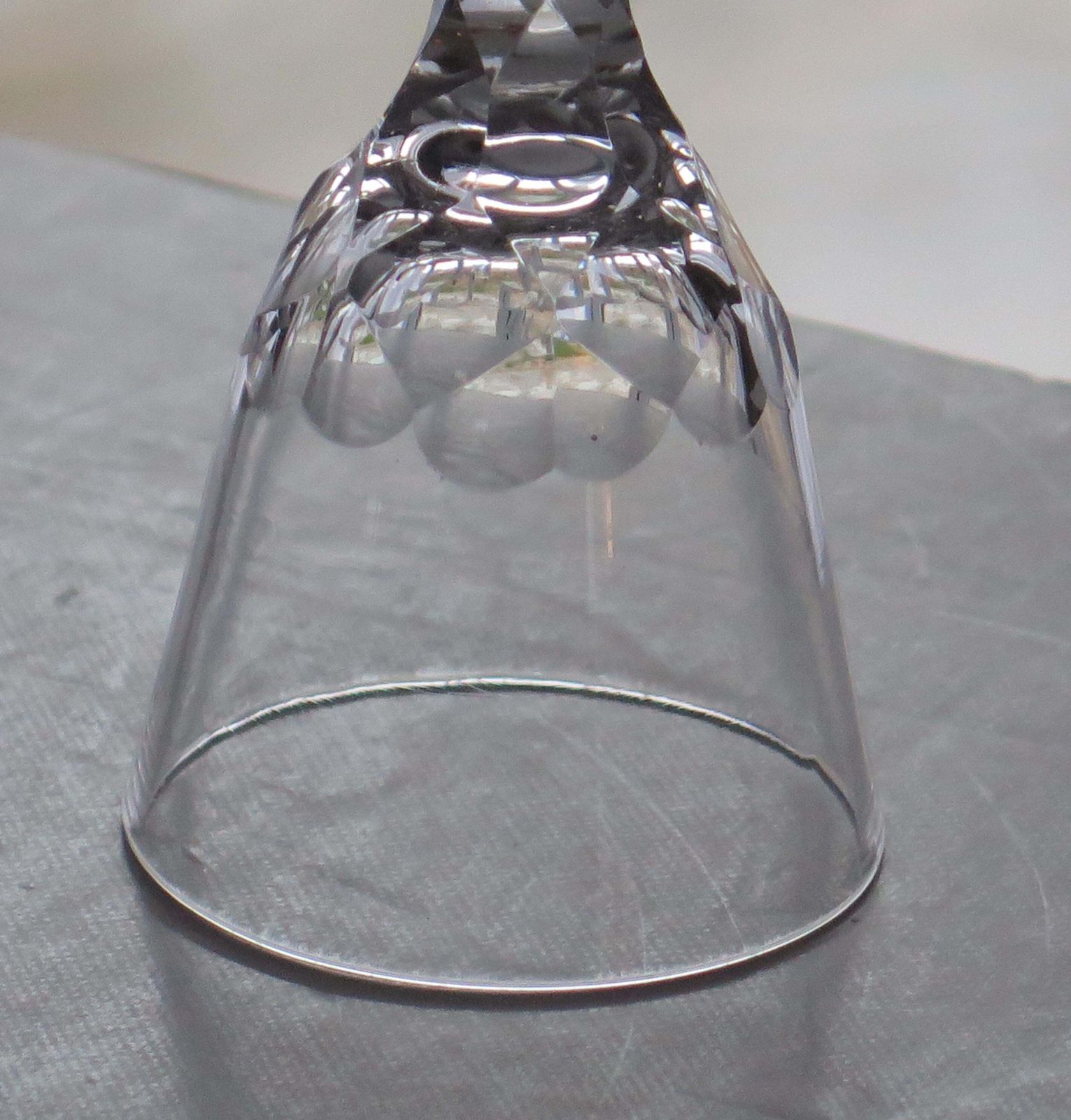 Home Decor 18th C Georgian Wine Drinking Glass Facet Cut Stem Hand Blown, Ca 1785 photo