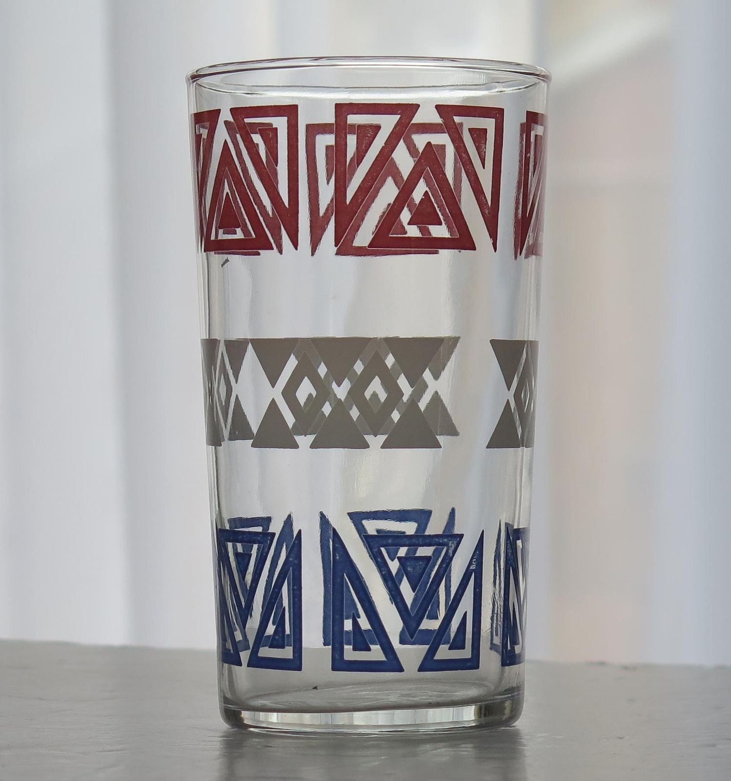 Set Of Six Retro Glass Tumblers Or Drinking Glasses, Circa 1950s photo Home Decor