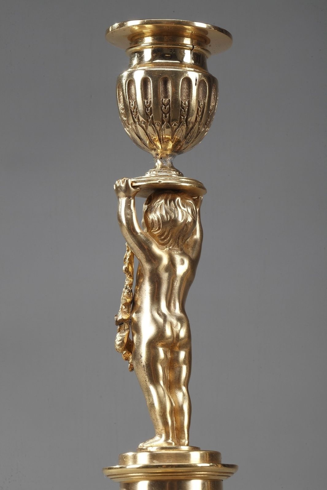 19th Century Ormolu Bronze Antique Candlestick Holders With Putti photo buy