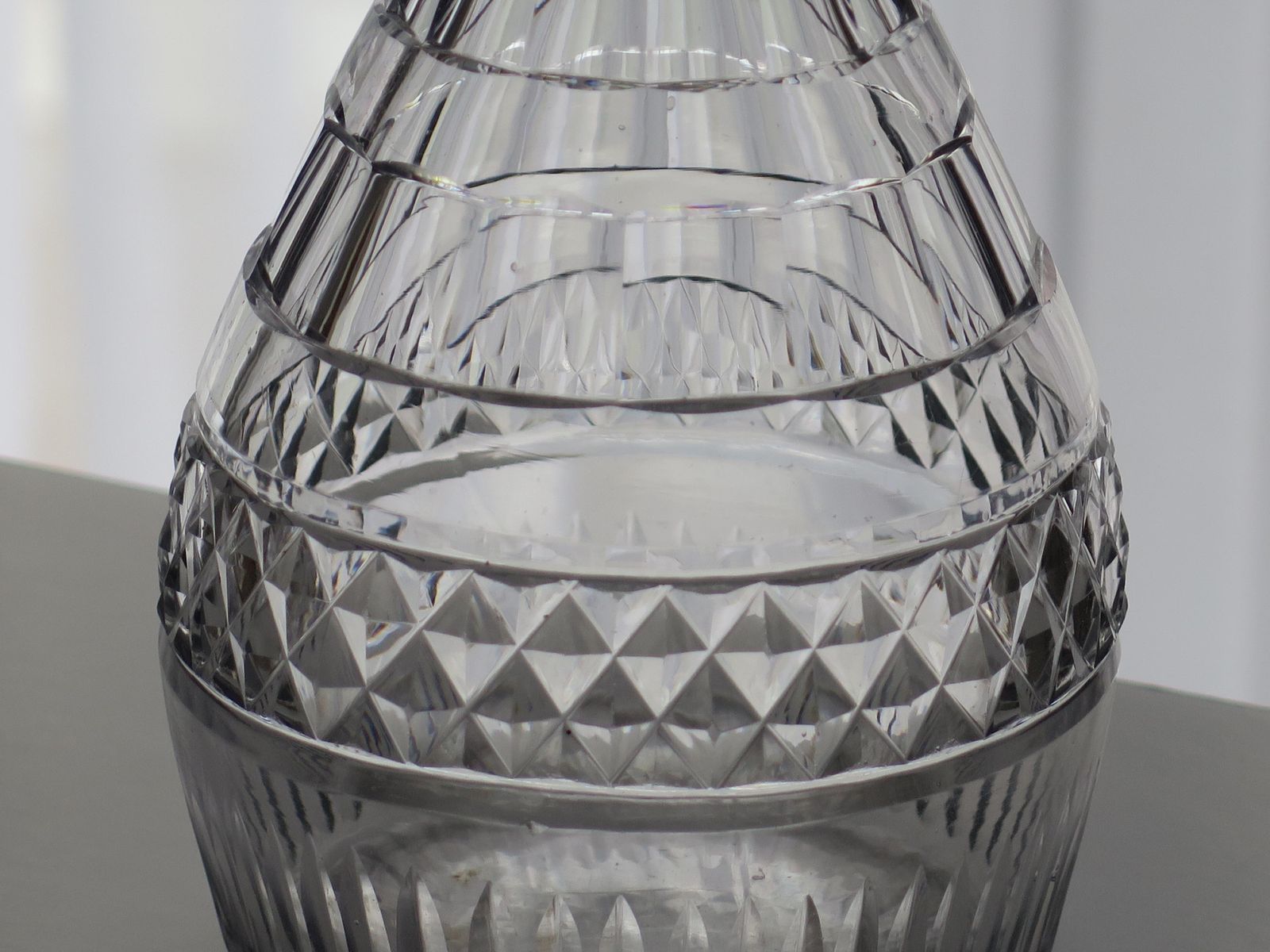 Fine Georgian Cut Glass Crystal Decanter Lozenge Stopper, Irish Circa 1800 photo vinterior