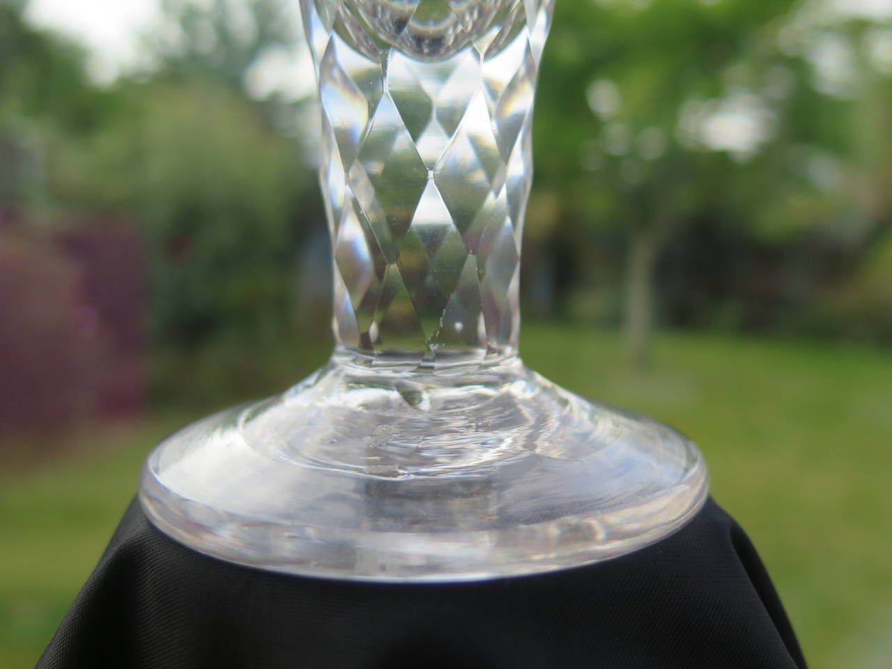George III Firing Drinking Glass Hand Blown Facet Stem Engraved Bowl, Circa 1785 photo vintage