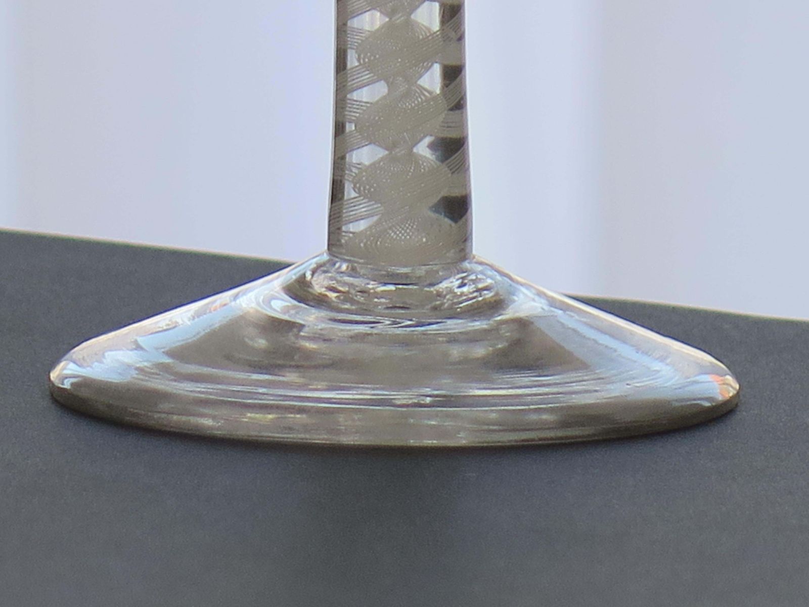 photo buy Mid 18th Century Cordial Wine Glass Hand Blown Cotton Twist Stem, English C 1765
