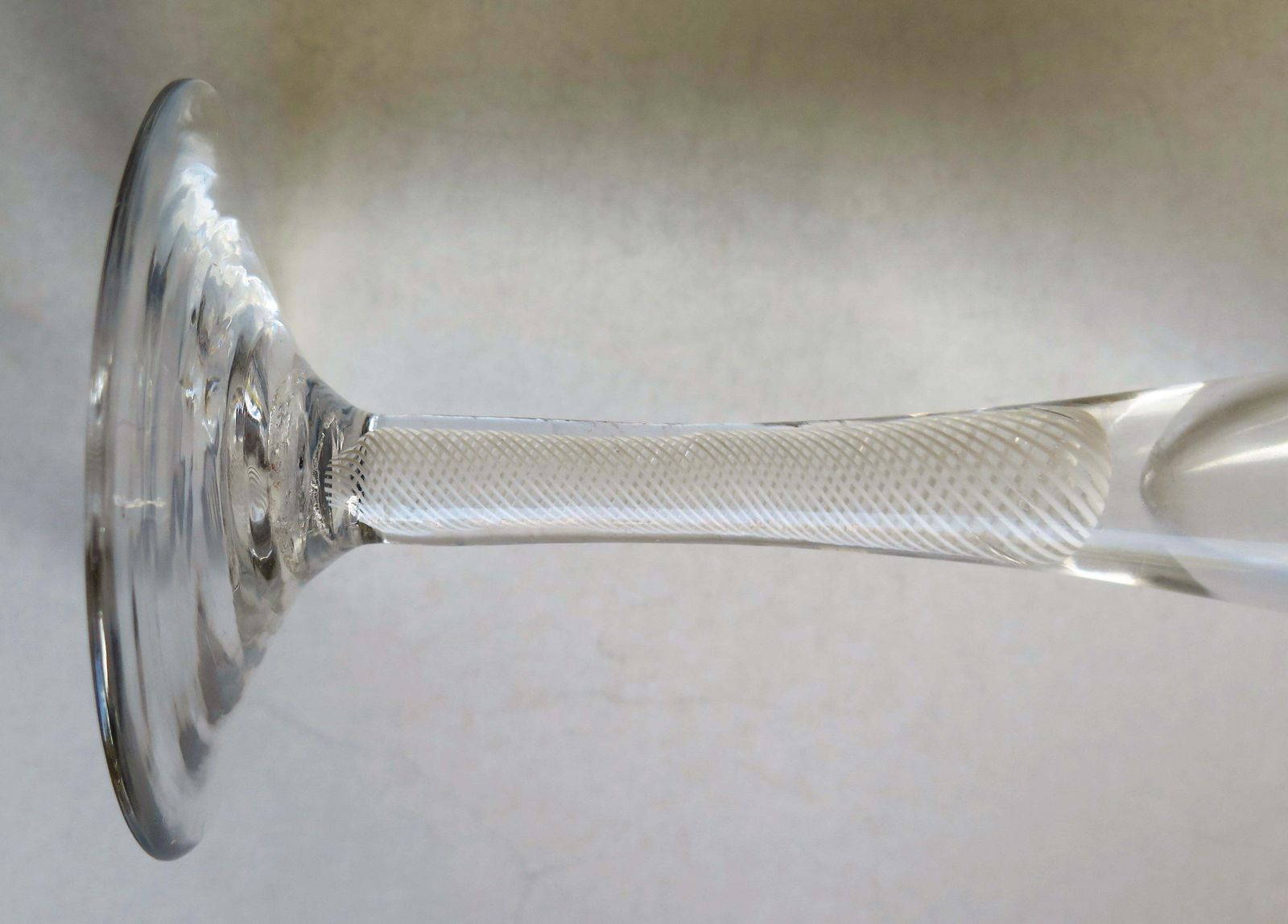 Mid 18th Century Georgian Tall Wine Glass Hand Blown Cotton Twist Opaque Stem photo vintage