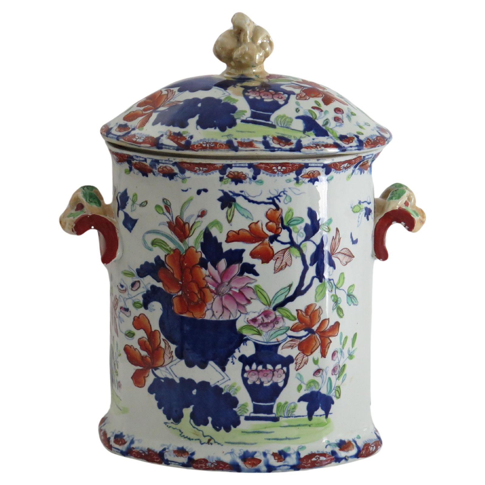 Rare Georgian Masons Ironstone Bread Bin In Vase And Jardinière Ptn,  Circa 1815