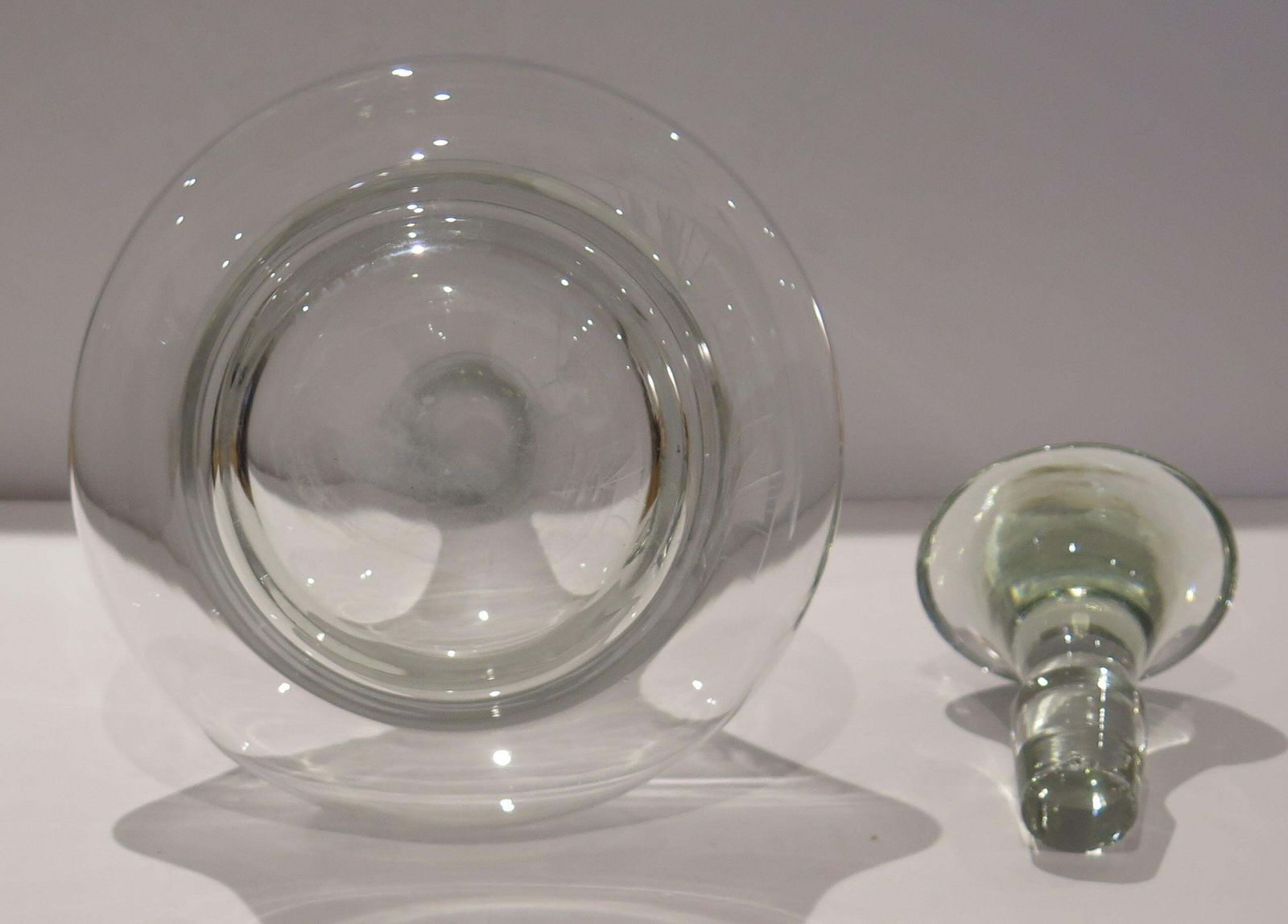 photo furniture Large Lead Cut Glass Ship's Decanter With Engraved Sailing Ship, Circa 1930