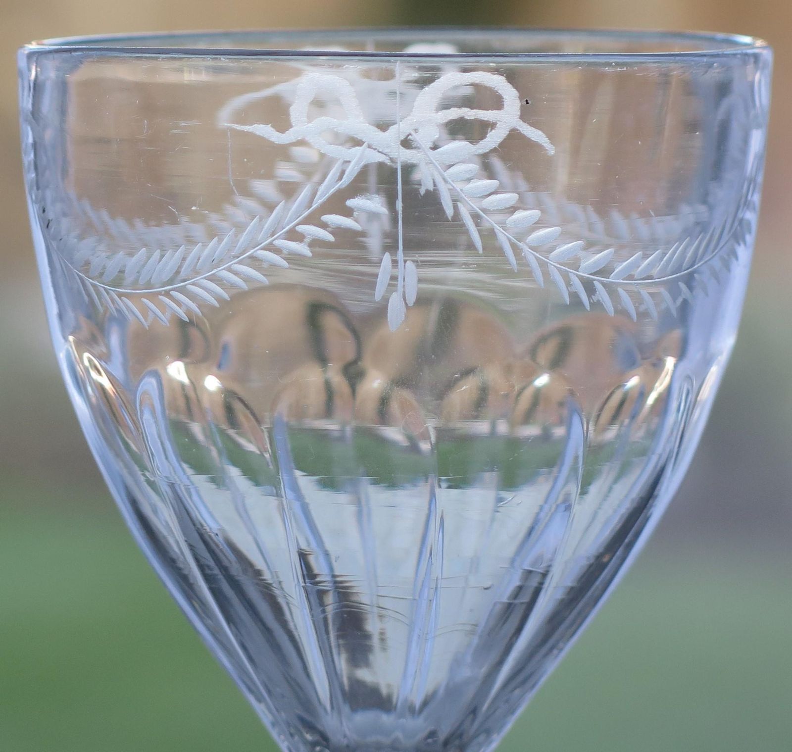 Georgian Rummer Drinking Glass Engraved Handblown Lead Glass, English, Ca 1800 photo vintage