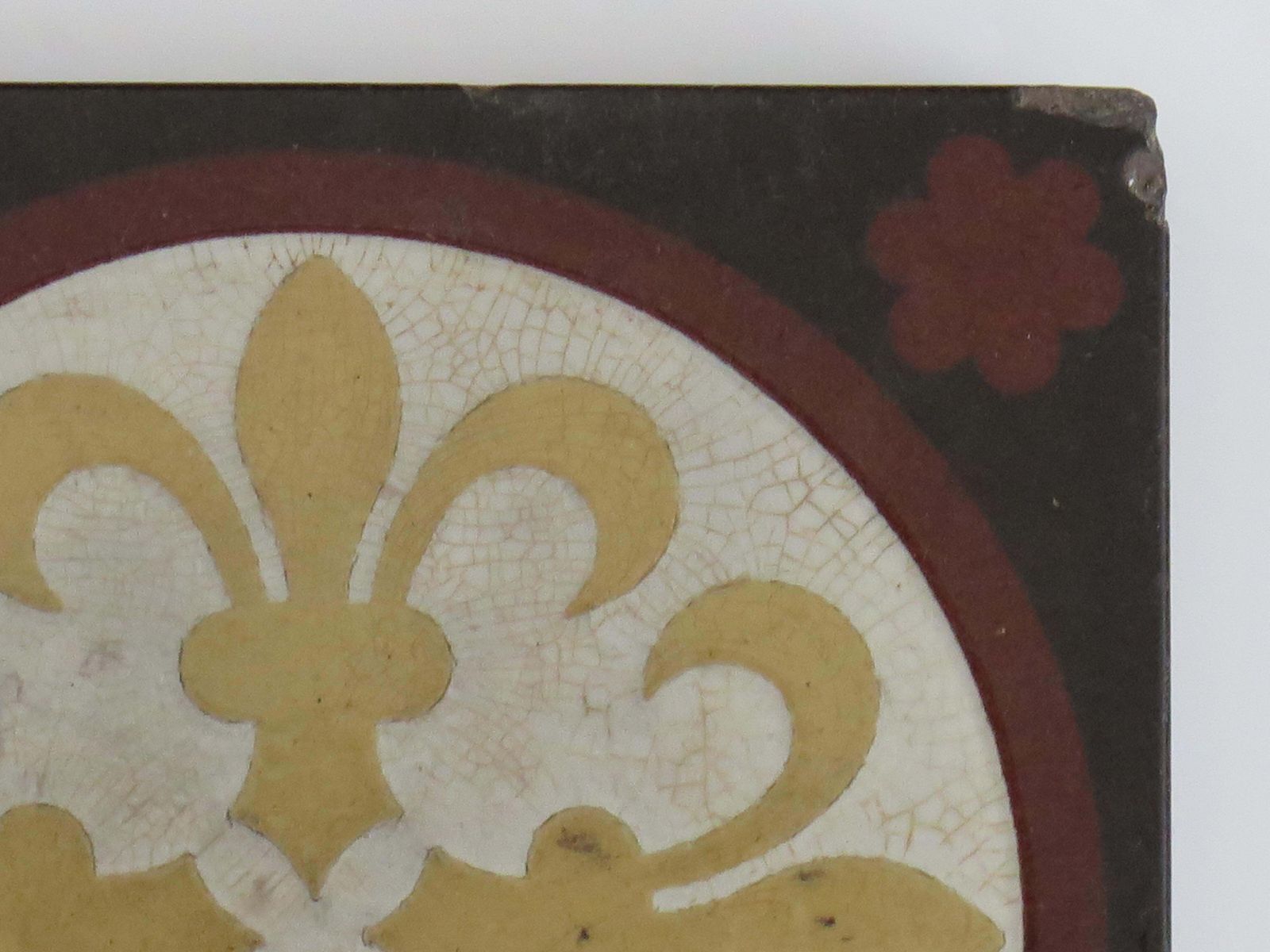 Ceramic Tile By William Godwin In Fleur De Lis Pattern, English 19th Century photo 141.0