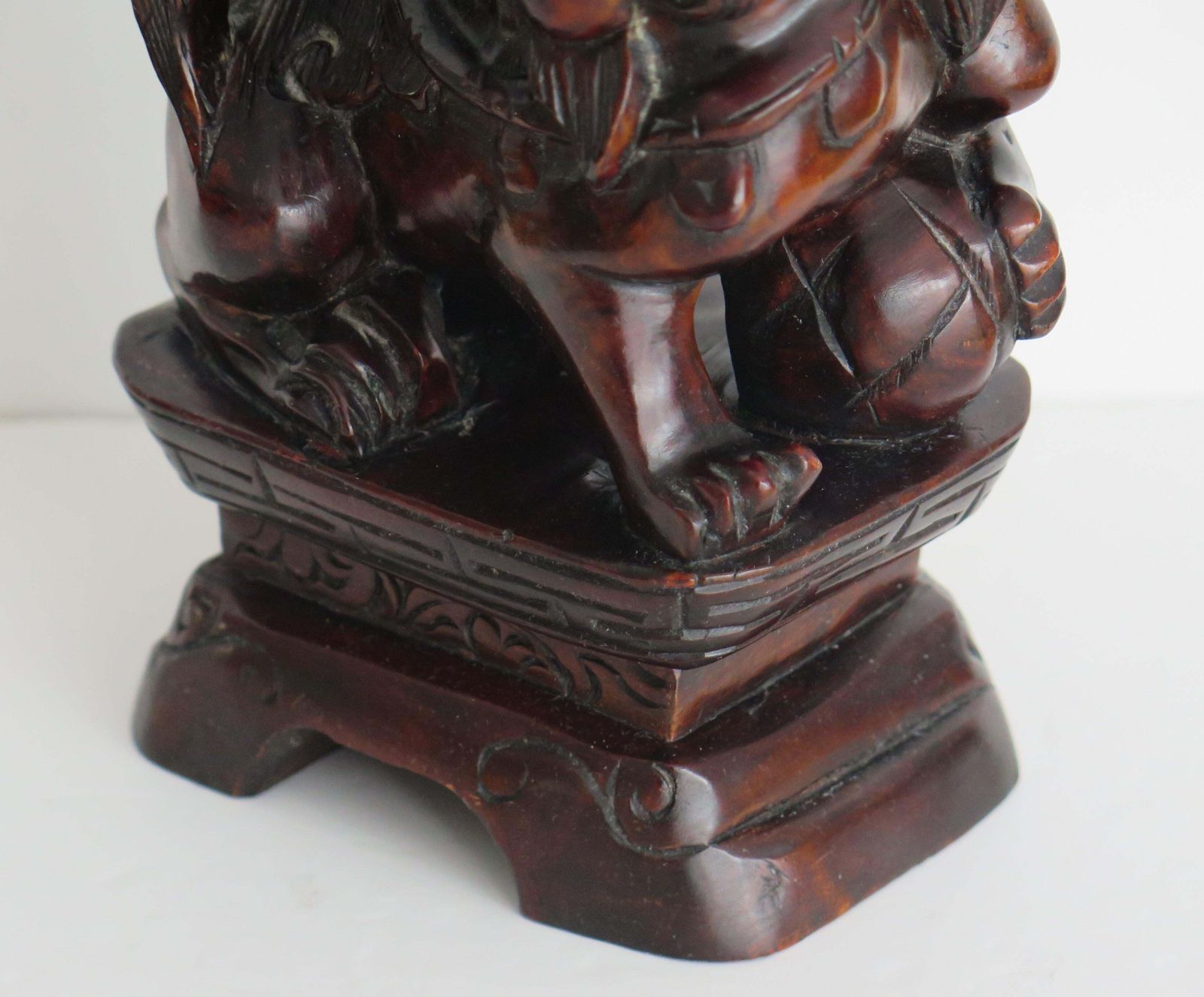 photo buy Chinese Foo Dog Hardwood Hand Carved And Signed, Qing Circa 1900
