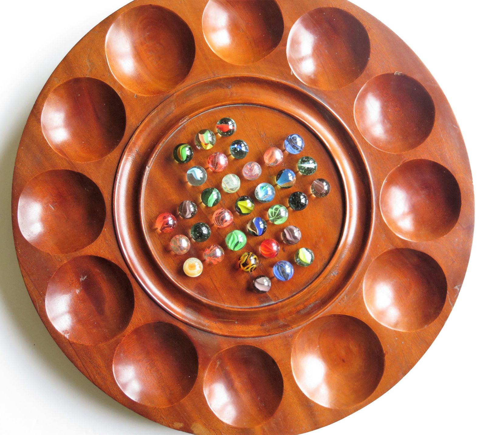 Combination Board Game Of Marble Solitaire And Tiddlywinks, Circa 1925 photo vinterior
