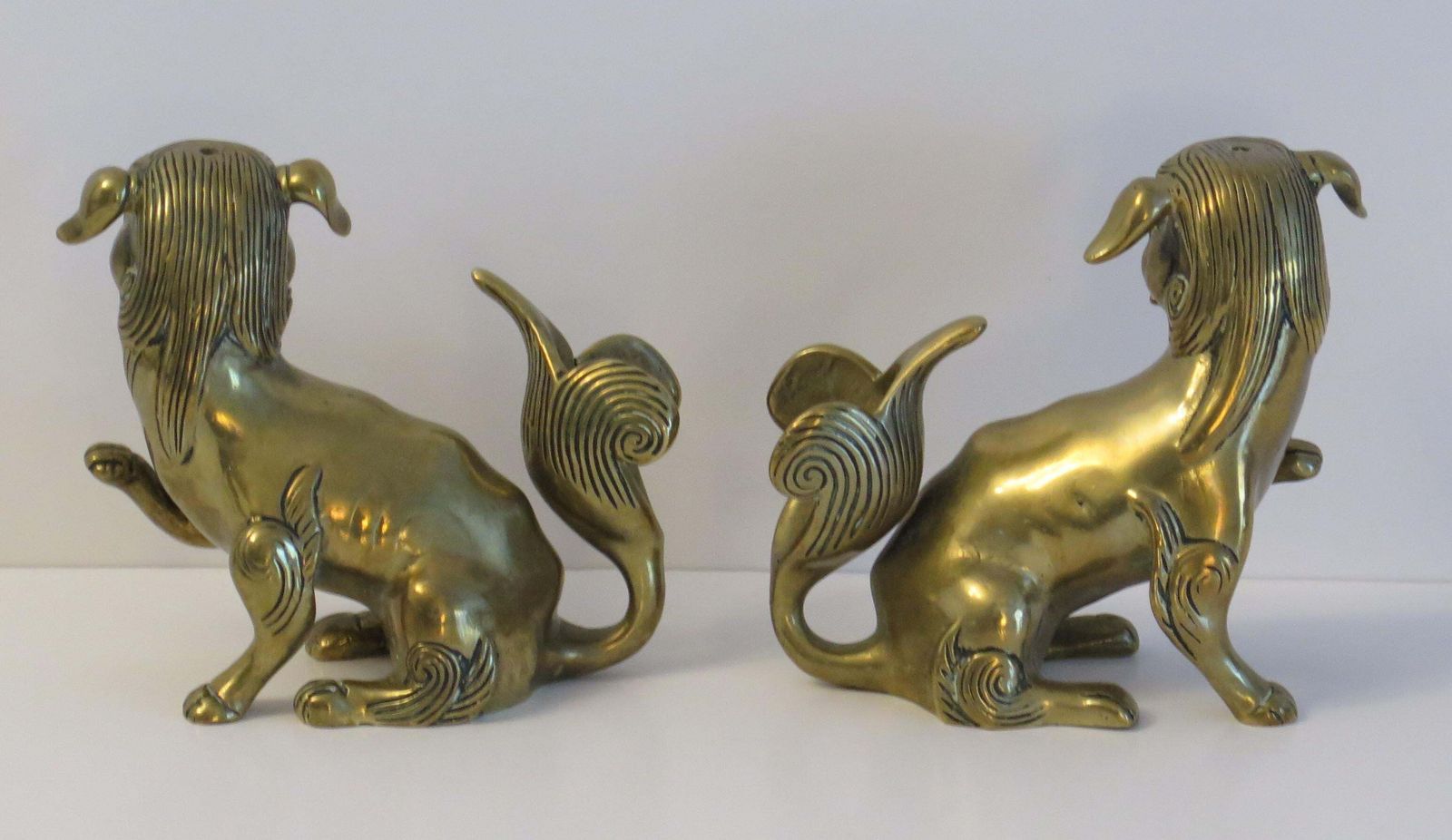 Antique Pair Of Chinese Bronze Foo Dogs Good Detail, Qing Early 19th Century photo buy