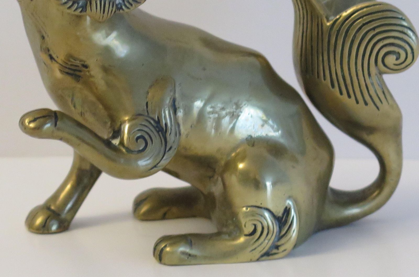 1450.0 Antique Pair Of Chinese Bronze Foo Dogs Good Detail, Qing Early 19th Century photo