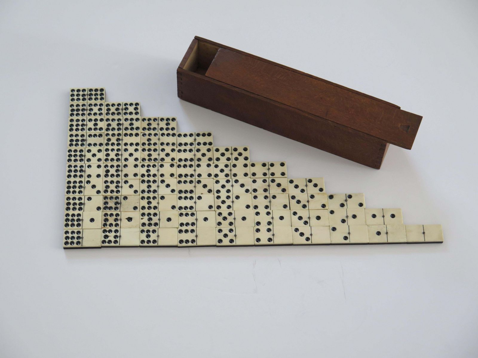 Victorian "9 Spot" Dominoe Game 55 Piece Set In Jointed Hardwood Box, 19th C. photo furniture