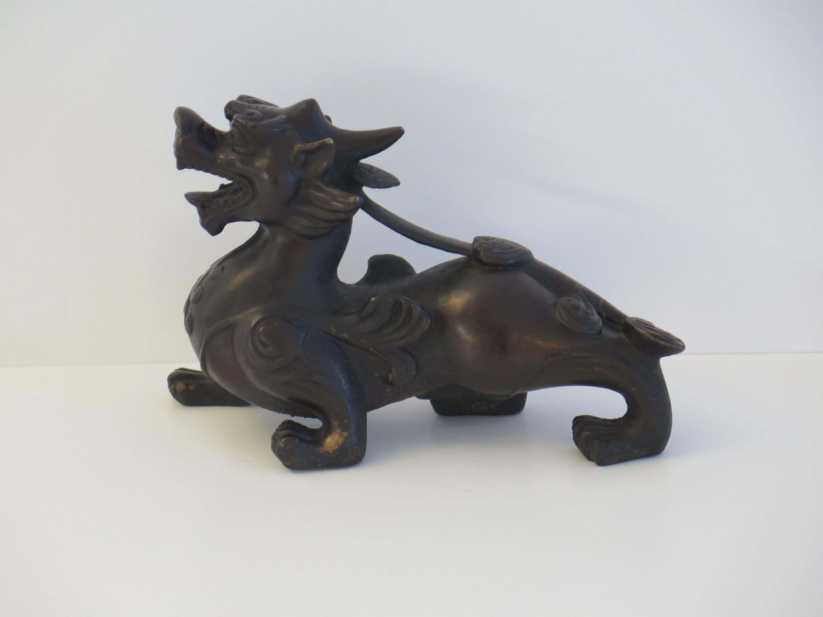 photo for sale Antique Pair Of Chinese Bronze Foo Dogs Good Detail, 19th Century Qing Dynasty