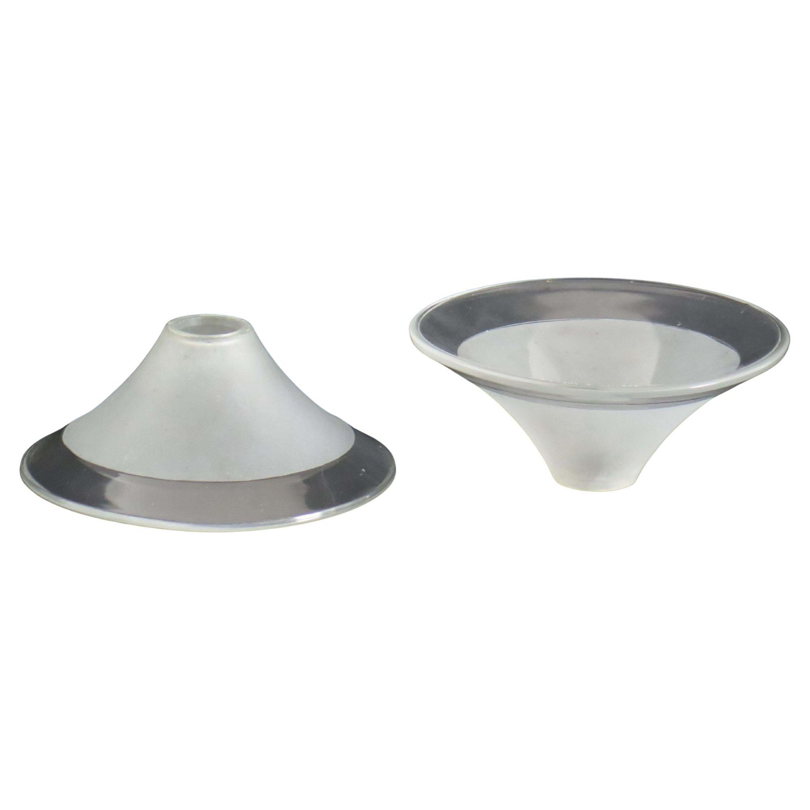 Art Deco Period Glass Lampshades Pair (C) Conical & Frosted, Circa 1925