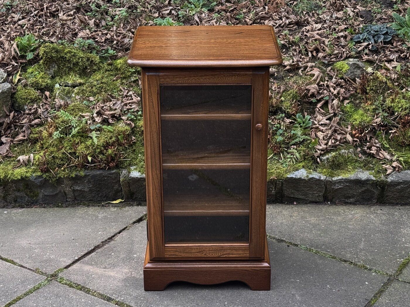 Furniture An Ercol Golden Dawn Elm Cd Storage / Display Cabinet / Shelves / Unit photo