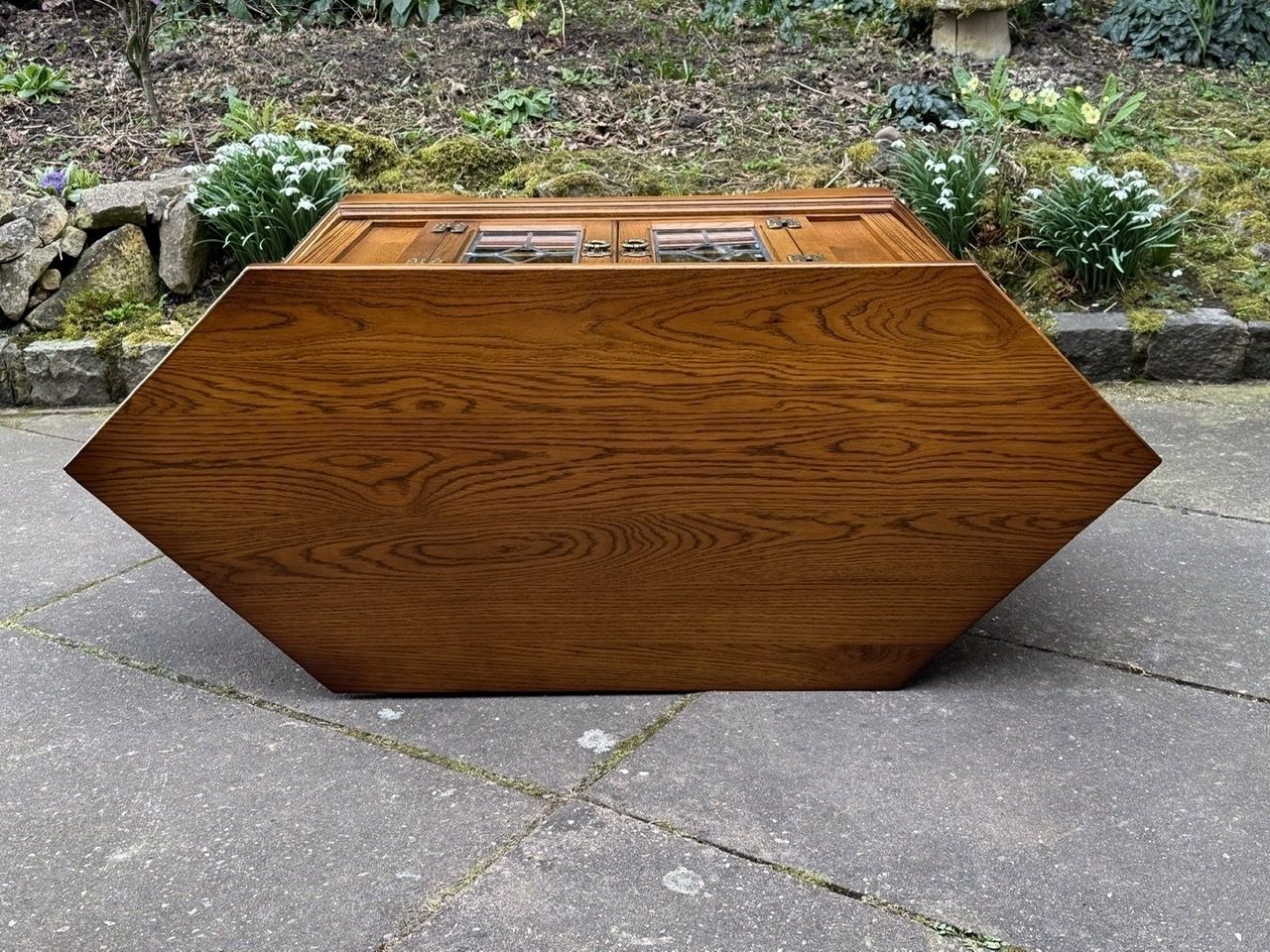 photo for sale A Wood Brothers Old Charm Carved Light Oak Corner Tv Cabinet / Media Stand / Unit