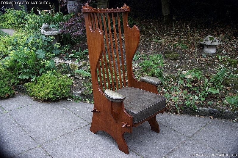 A Rupert / Nigel Griffiths Carved Oak Derbyshire Wing Back Leather / Armchair photo furniture