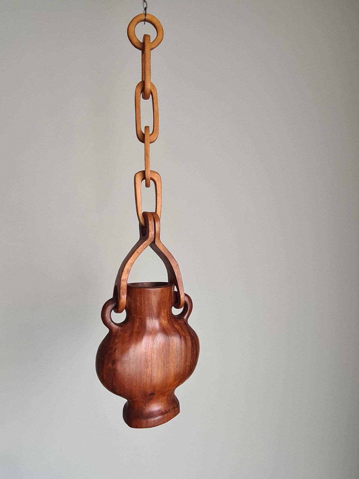 Hanging Vase In Solid Wood Carved In The Mass / Handcrafted / 1960 / Mid Century / Decoration / 20th Century / Brutalist photo 304.0