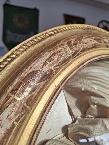 Early 20th Century Gilt Framed, Glass Domed Communion Commemoration. photo Home Decor