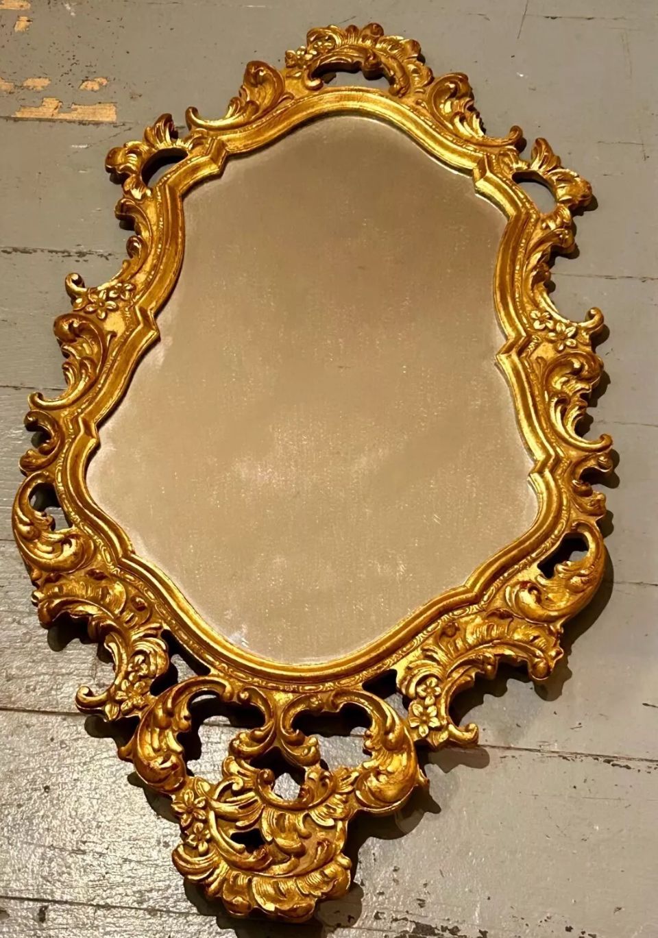 Antique French Decorative Gilt Frame Wall Mirror. 81cm X 46cm X 3cm.
