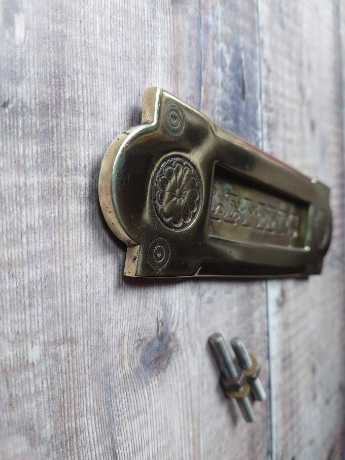 Small Stunning Gothic Polished Brass Door Mail Slot photo buy