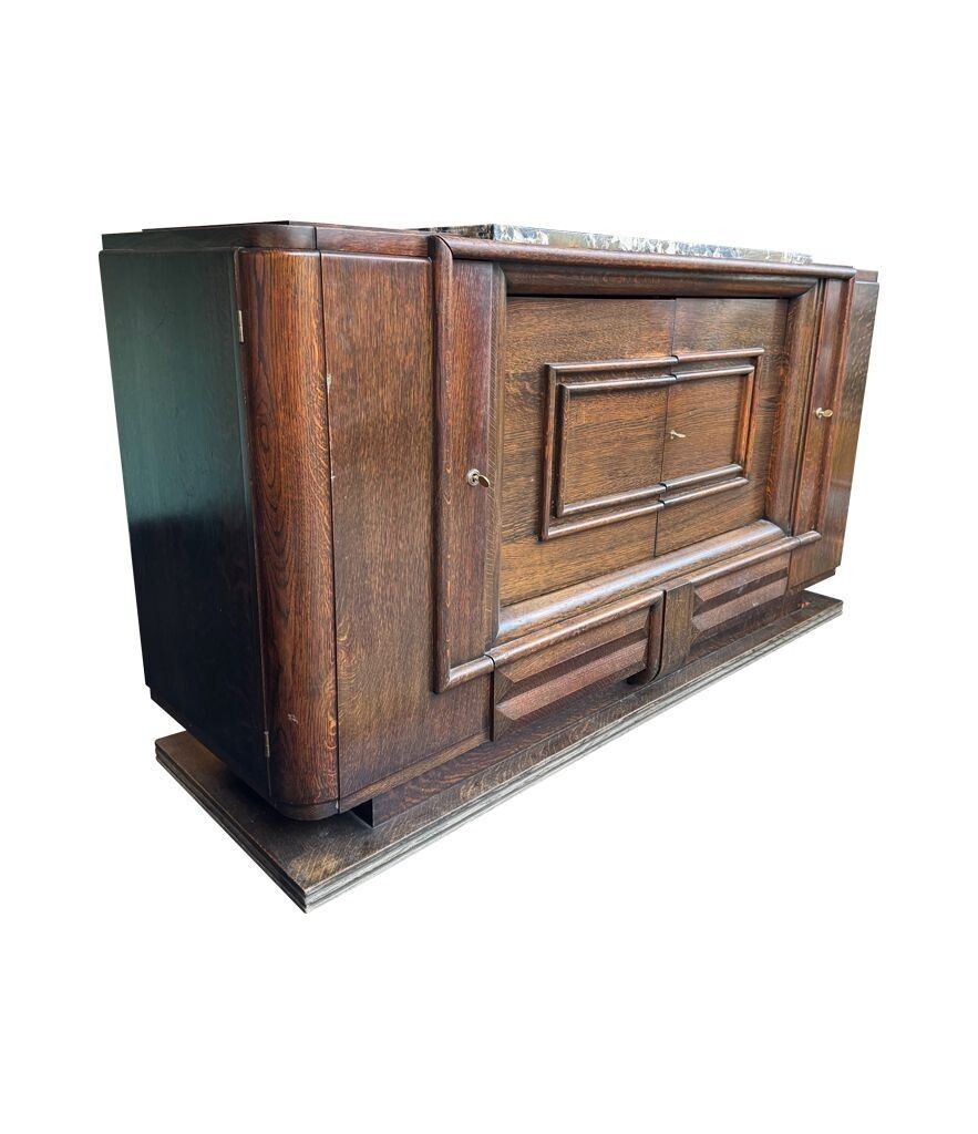 An Art Deco 1940s Oak Sideboard By Gaston Poisson With Original Marble Top. photo Furniture