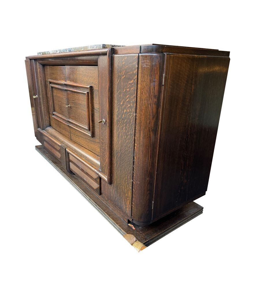 An Art Deco 1940s Oak Sideboard By Gaston Poisson With Original Marble Top. photo vinterior