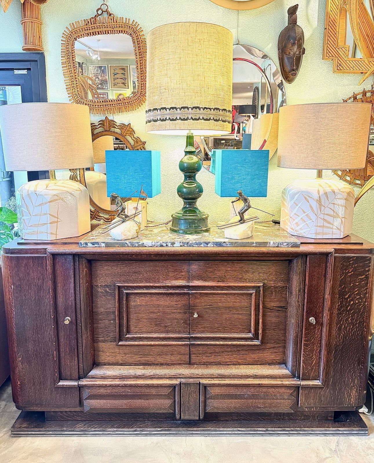 An Art Deco 1940s Oak Sideboard By Gaston Poisson With Original Marble Top. photo buy