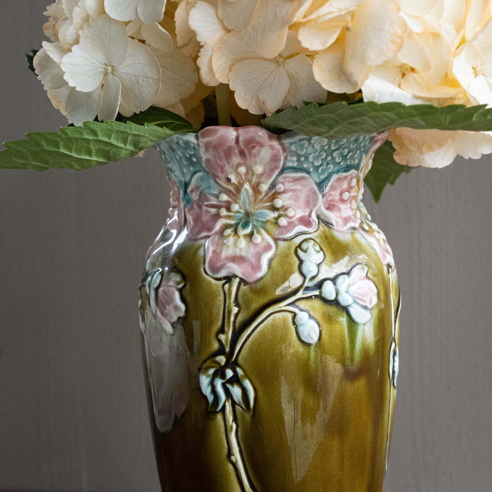 Rare French Art Deco Barbotine Vase   A.G. De Bruyen Fives Lille   C1890s photo 345.0