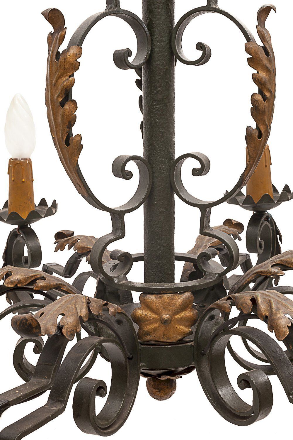 Set Of Large Chandelier And 2 Wall Lights Poillerat 1950 photo Lighting